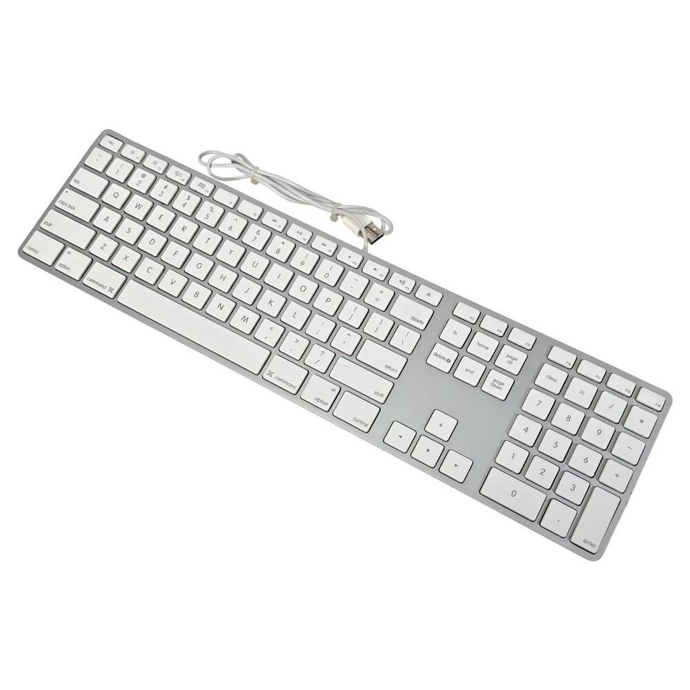 Apple A1243 Aluminum Wired Keyboard MB110LL/A Full Size, Slim, Mac, Genuine OEM